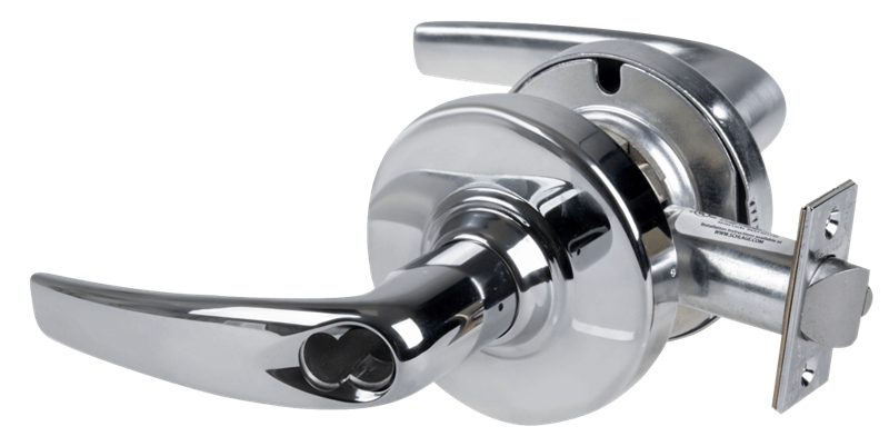 Picture of Schlage ALX53B ATH Grade 2 Entrance Cylindrical Lock with Field Selectable Vandlgard, Athens Lever, SFIC Less Core