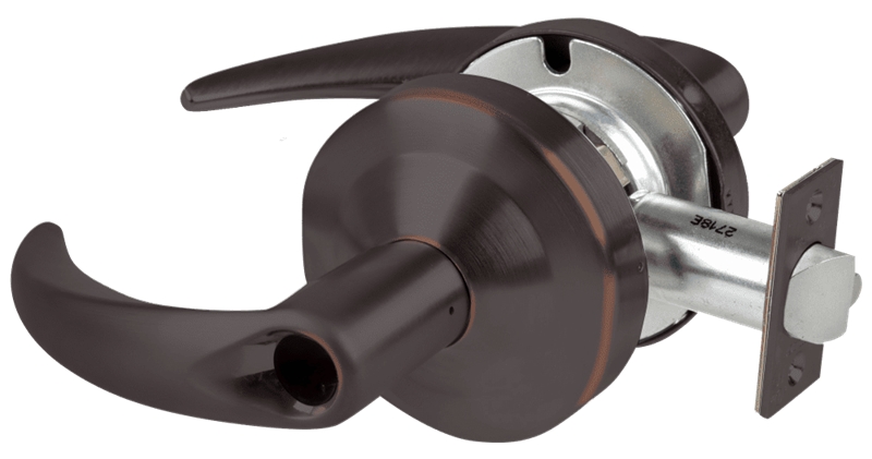 Picture of Schlage ALX53L OME Grade 2 Entrance Cylindrical Lock with Field Selectable Vandlgard, Omega Lever, Conventional Less Cylinder