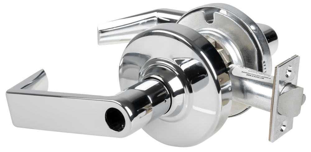 Picture of Schlage ALX53L RHO Grade 2 Entrance Cylindrical Lock with Field Selectable Vandlgard, Rhodes Lever, Conventional Less Cylinder