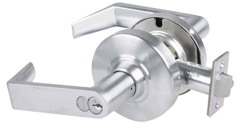 Picture of Schlage ALX53R RHO Grade 2 Entrance Cylindrical Lock with Field Selectable Vandlgard, Rhodes Lever, FSIC Core