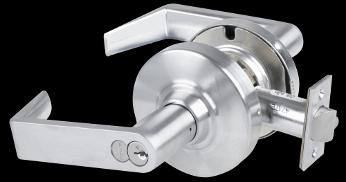 Picture of Schlage ALX53R RHO Grade 2 Entrance Cylindrical Lock with Field Selectable Vandlgard, Rhodes Lever, FSIC Core