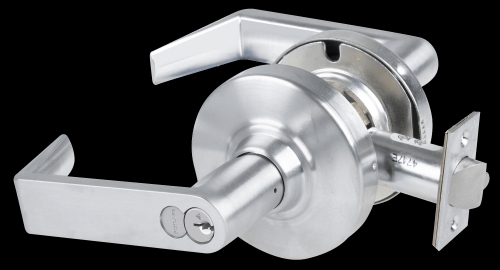 Picture of Schlage ALX53R RHO Grade 2 Entrance Cylindrical Lock with Field Selectable Vandlgard, Rhodes Lever, FSIC Core