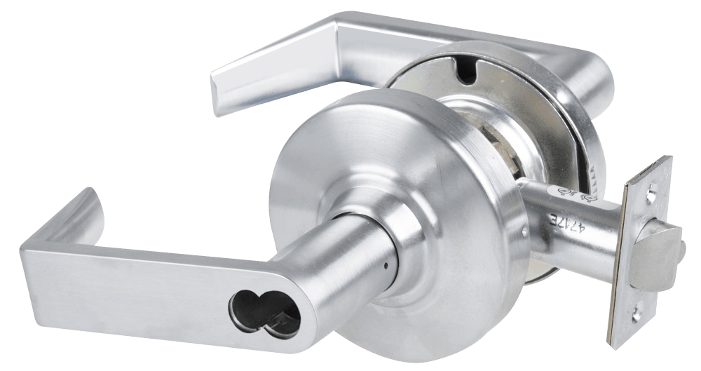Picture of Schlage ALX70B RHO Grade 2 Classroom Cylindrical Lock with Field Selectable Vandlgard, Rhodes Lever, SFIC Less Core