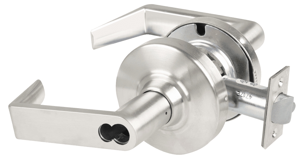 Picture of Schlage ALX70B RHO Grade 2 Classroom Cylindrical Lock with Field Selectable Vandlgard, Rhodes Lever, SFIC Less Core