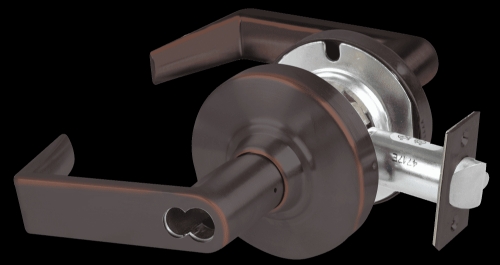 Picture of Schlage ALX70B RHO Grade 2 Classroom Cylindrical Lock with Field Selectable Vandlgard, Rhodes Lever, SFIC Less Core
