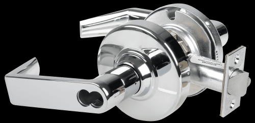 Picture of Schlage ALX70J RHO Grade 2 Classroom Cylindrical Lock with Field Selectable Vandlgard, Rhodes Lever, FSIC Less Core