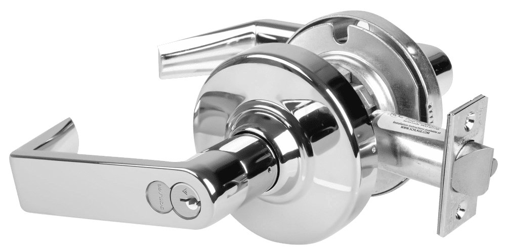 Picture of Schlage ALX70R RHO Grade 2 Classroom Cylindrical Lock with Field Selectable Vandlgard, Rhodes Lever, FSIC Core