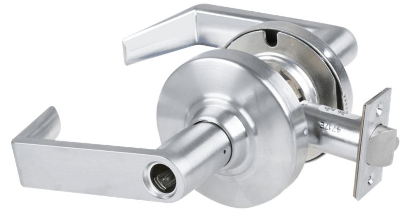 Picture of Schlage ALX80L RHO Grade 2 Storeroom Cylindrical Lock with Field Selectable Vandlgard, Rhodes Lever, Conventional Less Cylinder