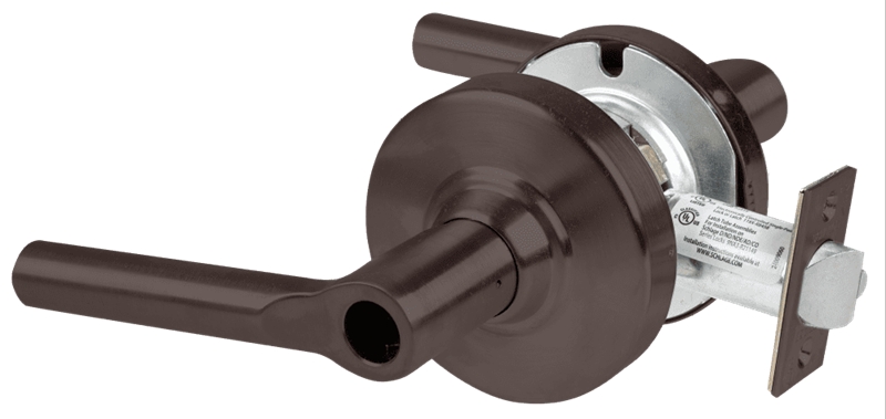 Picture of Schlage ALX50L BRW Grade 2 Office Cylindrical Lock with Field Selectable Vandlgard, Broadway Lever, Conventional Less Cylinder
