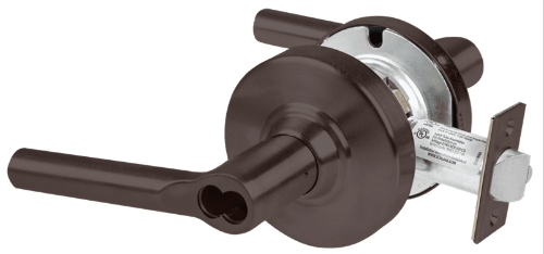 Picture of Schlage ALX53J BRW Grade 2 Entrance Cylindrical Lock with Field Selectable Vandlgard, Broadway Lever, FSIC Less Core