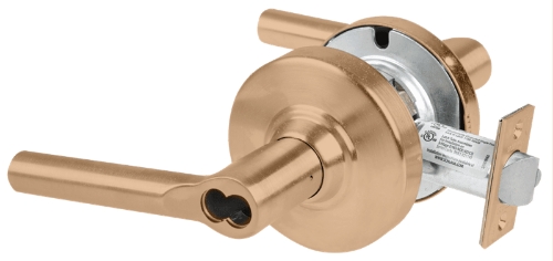 Picture of Schlage ALX70B BRW Grade 2 Classroom Cylindrical Lock with Field Selectable Vandlgard, Broadway Lever, SFIC Less Core