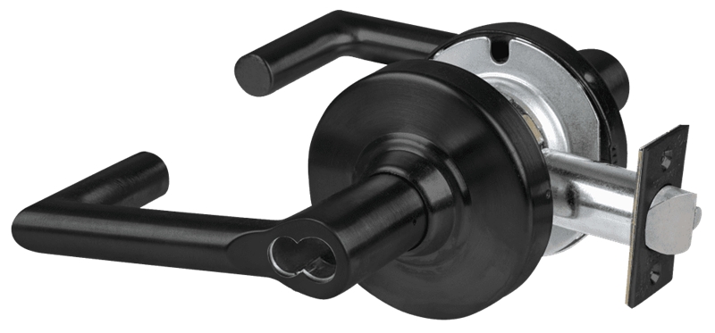 Picture of Schlage ALX53B BRK Grade 2 Entrance Cylindrical Lock with Field Selectable Vandlgard, Boardwalk Lever, SFIC Less Core