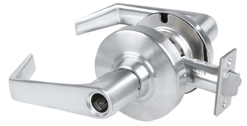Picture of Schlage ALX50L SAT Grade 2 Office Cylindrical Lock with Field Selectable Vandlgard, Saturn Lever, Conventional Less Cylinder