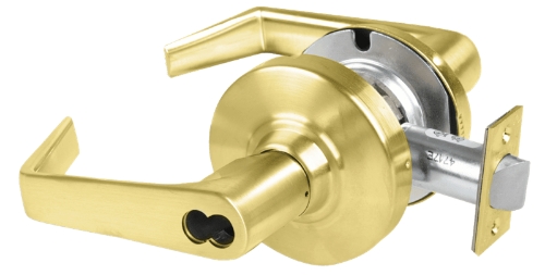 Picture of Schlage ALX53L SAT Grade 2 Entrance Cylindrical Lock with Field Selectable Vandlgard, Saturn Lever, Conventional Less Cylinder