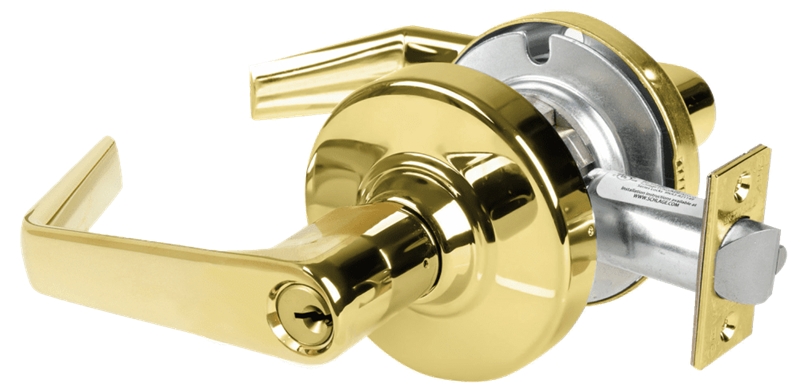 Picture of Schlage ALX70P SAT Grade 2 Classroom Cylindrical Lock with Field Selectable Vandlgard, Saturn Lever, Conventional Cylinder - keyed 5