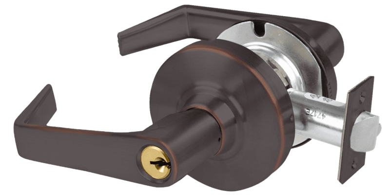 Picture of Schlage ALX70P SAT Grade 2 Classroom Cylindrical Lock with Field Selectable Vandlgard, Saturn Lever, Conventional Cylinder - keyed 5