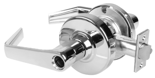 Picture of Schlage ALX80L SAT Grade 2 Storeroom Cylindrical Lock with Field Selectable Vandlgard, Saturn Lever, Conventional Less Cylinder