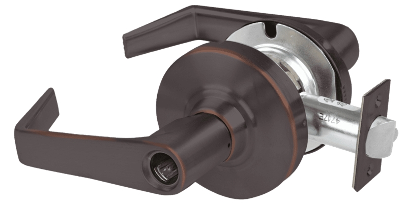Picture of Schlage ALX80L SAT Grade 2 Storeroom Cylindrical Lock with Field Selectable Vandlgard, Saturn Lever, Conventional Less Cylinder