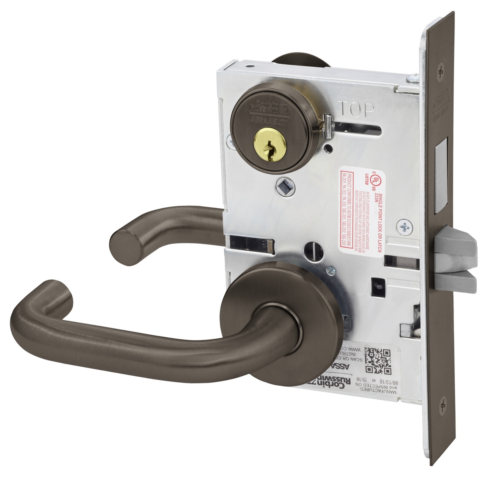 Picture of Corbin Russwin ML2024 LWA Entrance or Storeroom Mortise Lock, LW Lever, A Rose