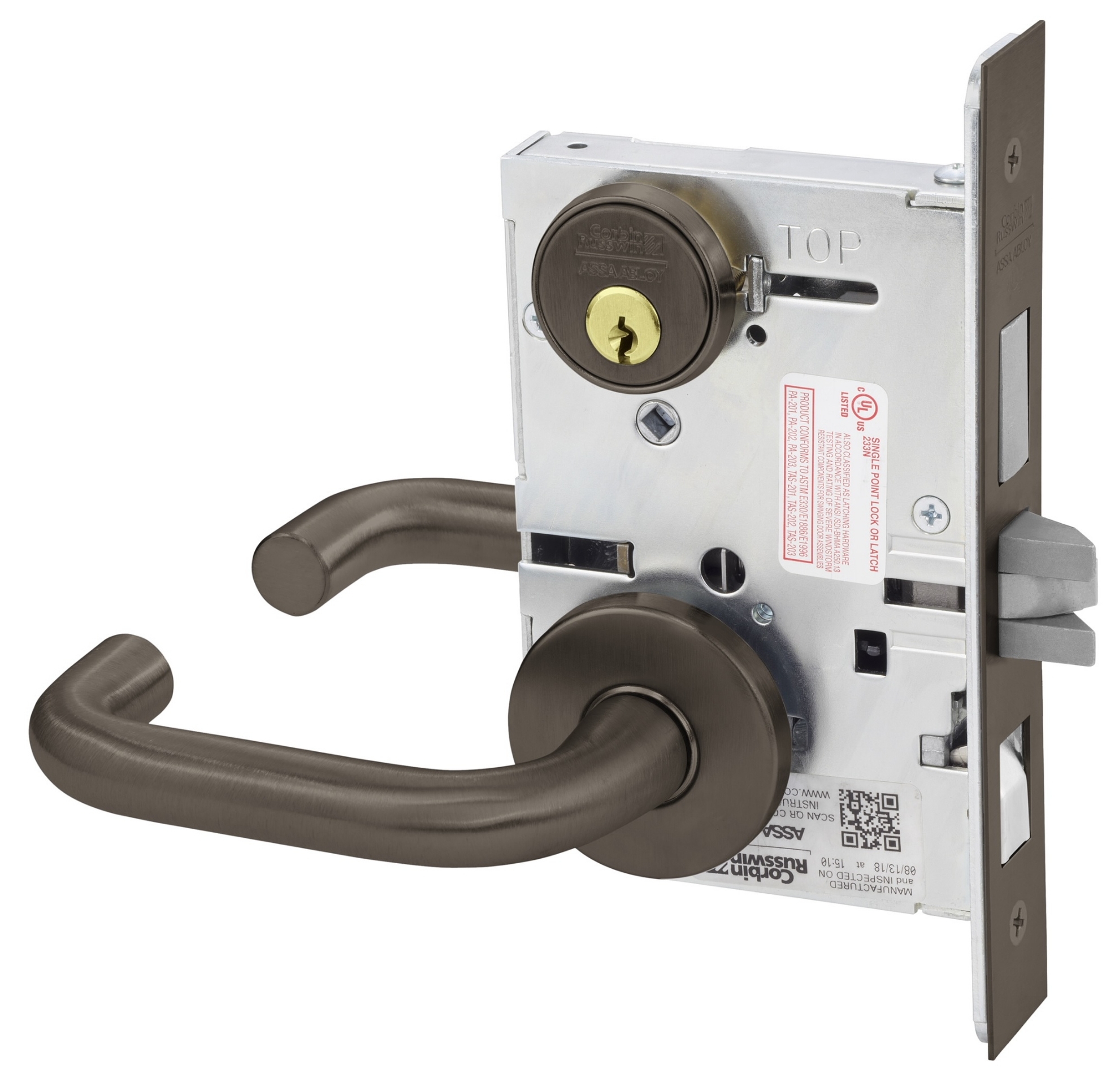 Picture of Corbin Russwin ML2048 LWA Entrance or Apartment Mortise Lock, LW Lever, A Rose