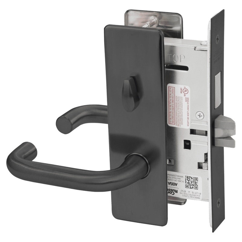 Picture of Corbin Russwin ML2020 LSM Privacy, Bedroom or Bathroom Mortise Lock, LS Lever, M Escutcheon