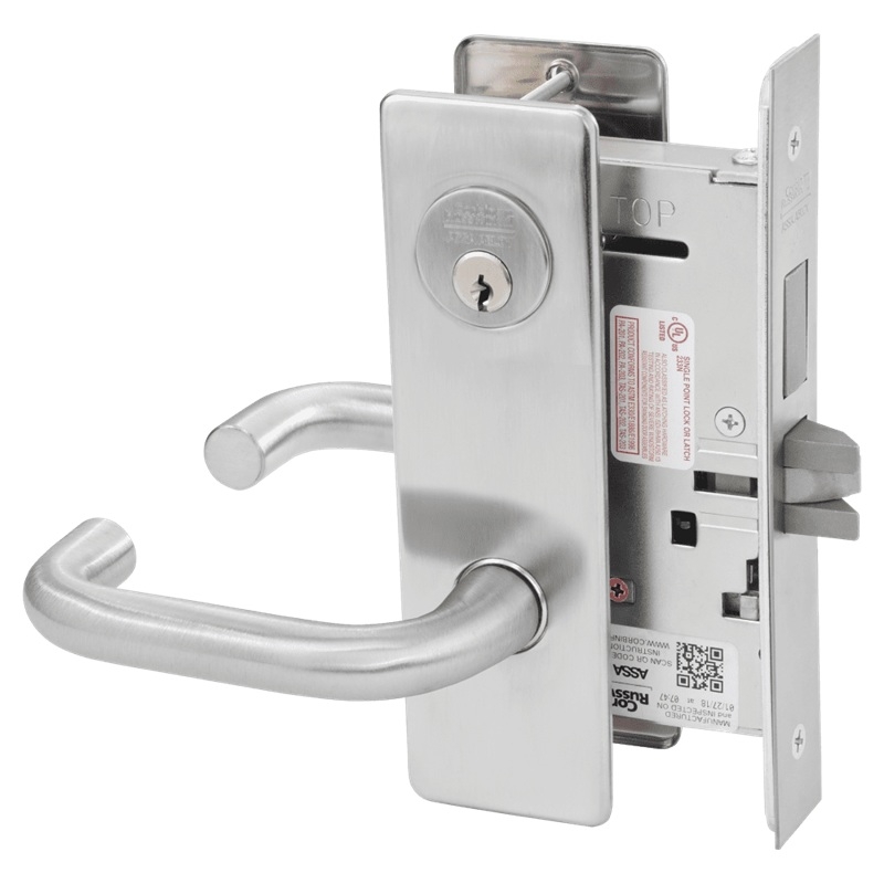 Picture of Corbin Russwin ML2024 LSM Entrance or Storeroom Mortise Lock, LS Lever, M Escutcheon