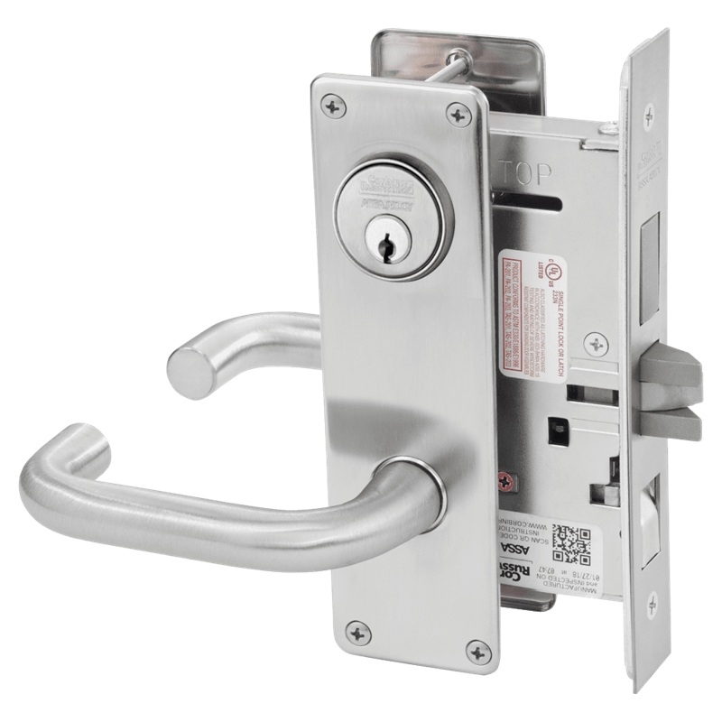 Picture of Corbin Russwin ML2048 LSN Entrance or Apartment Mortise Lock, LS Lever, N Escutcheon