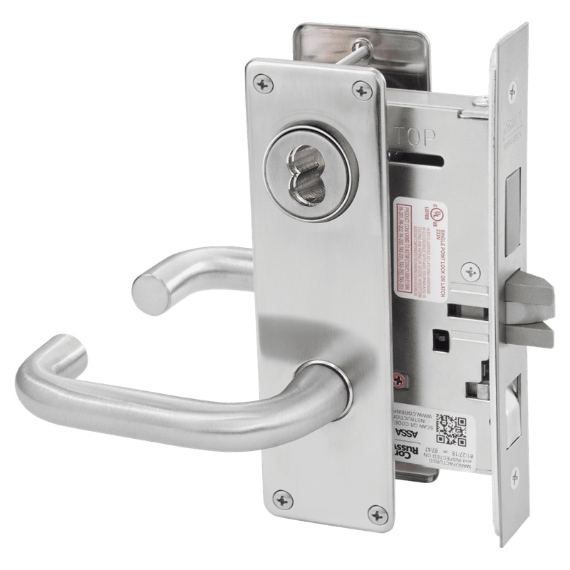 Picture of Corbin Russwin ML2048 LSN Entrance or Apartment Mortise Lock, LS Lever, N Escutcheon