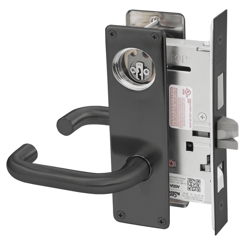 Picture of Corbin Russwin ML2048 LSN Entrance or Apartment Mortise Lock, LS Lever, N Escutcheon