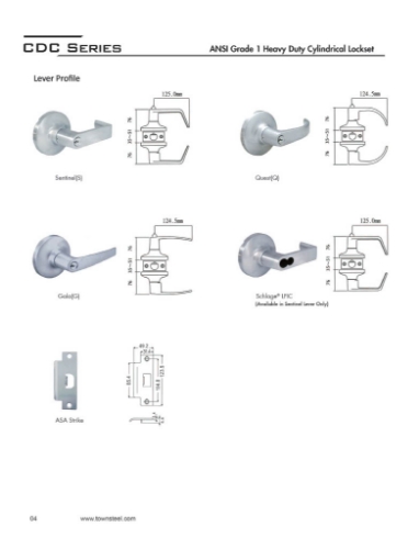 Picture of TownSteel CDC-86-S 626 Storeroom Clutched Cylindrical Lockset - Satin Chrome