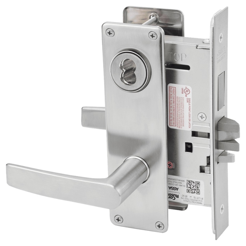 Picture of Corbin Russwin ML2029 ASN Mortise Hotel or Motel Lock, AS Lever, N Escutcheon