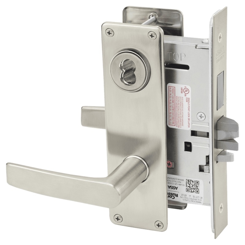Picture of Corbin Russwin ML2029 ASN Mortise Hotel or Motel Lock, AS Lever, N Escutcheon