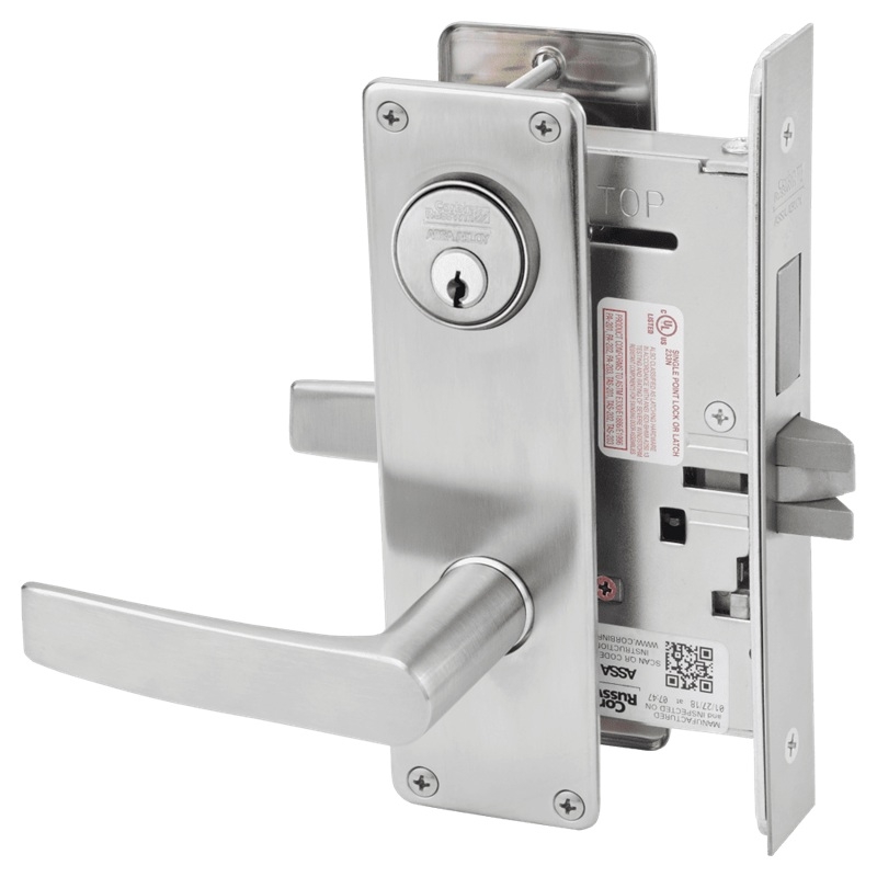 Picture of Corbin Russwin ML2065 ASN Dormitory or Entrance Mortise Lock, AS Lever, N Escutcheon