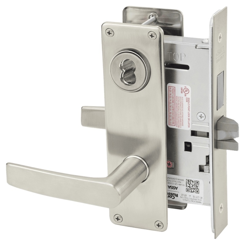 Picture of Corbin Russwin ML2065 ASN Dormitory or Entrance Mortise Lock, AS Lever, N Escutcheon