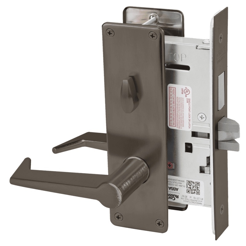 Picture of Corbin Russwin ML2030 ESN Privacy, Bedroom or Bathroom Mortise Lock, ES Lever, N Escutcheon