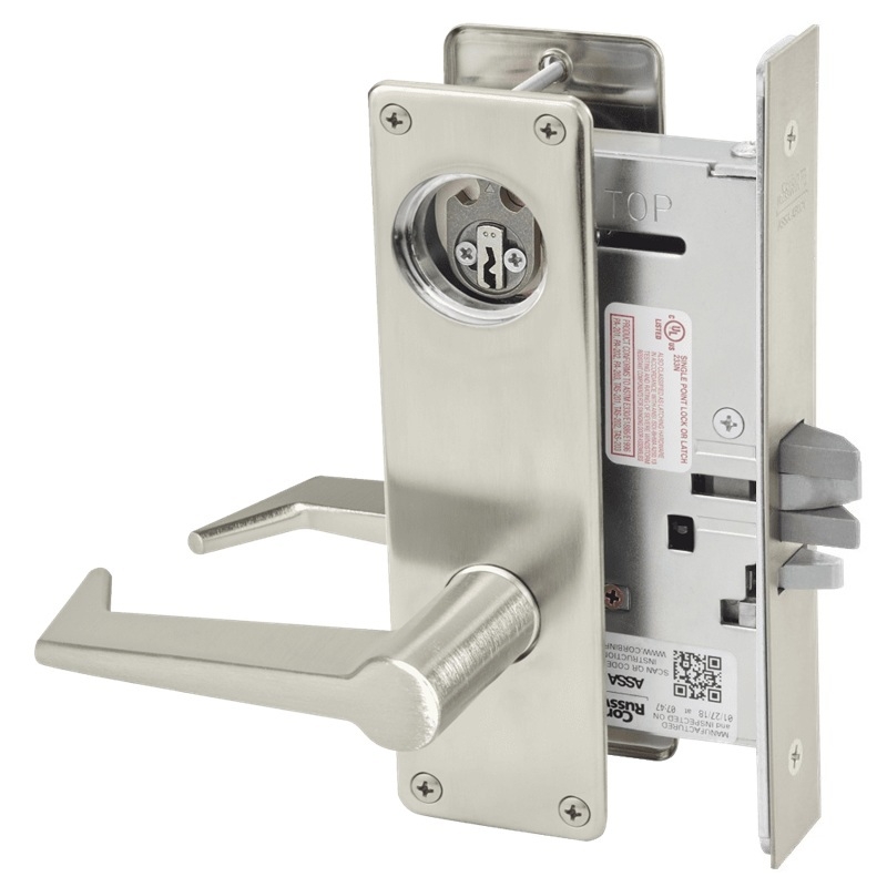 Picture of Corbin Russwin ML2042 ESN Entrance or Public Restroom Mortise Lock, ES Lever, N Escutcheon