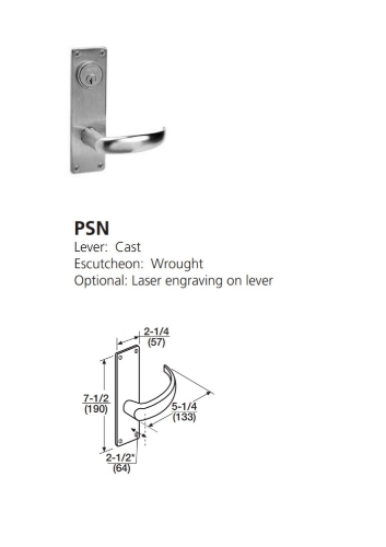 Picture of Corbin Russwin ML2048 PSN Entrance or Apartment Mortise Lock, PS Lever, N Escutcheon