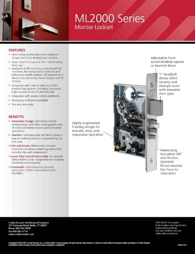 Picture of Corbin Russwin ML2070 PSR Full Dummy Trim Mortise Lock, PS Lever, R Escutcheon
