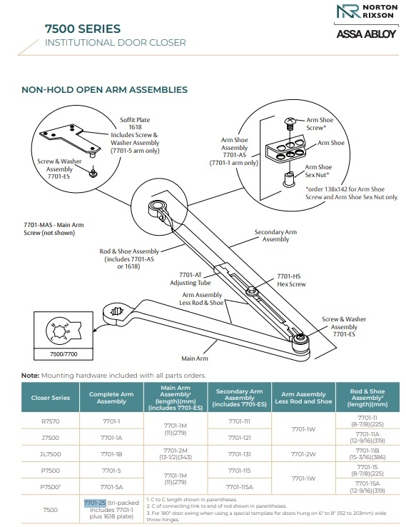 Picture of Norton Rixson 7701-25 Tri-Style® Package w/ 1618 soffit, For 7500 Series