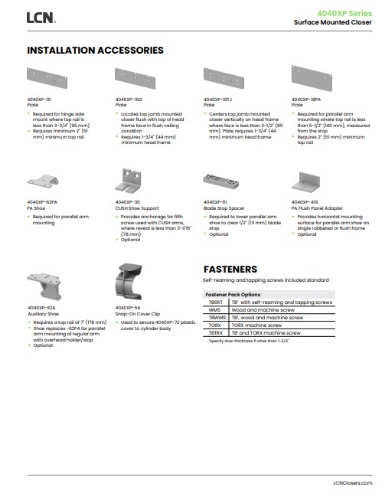 Picture of LCN 4040XP-18 Drop Plate, Pull Side Top Rail