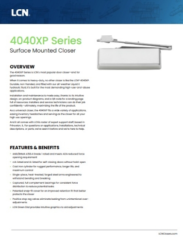 Picture of LCN 4040XP-18 Drop Plate, Pull Side Top Rail