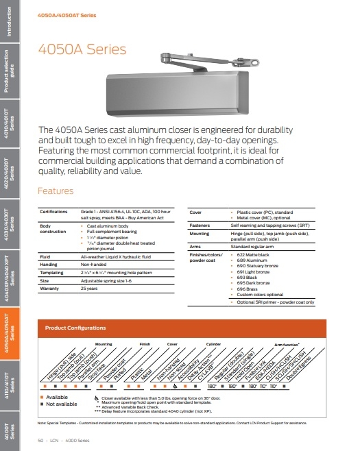 Picture of LCN 4050A-18PA Drop Plate, Parallel Arm
