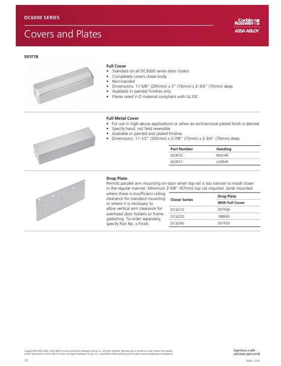 Picture of Corbin Russwin 603F57-689 Full Metal Cover - LH/RHR - Aluminum