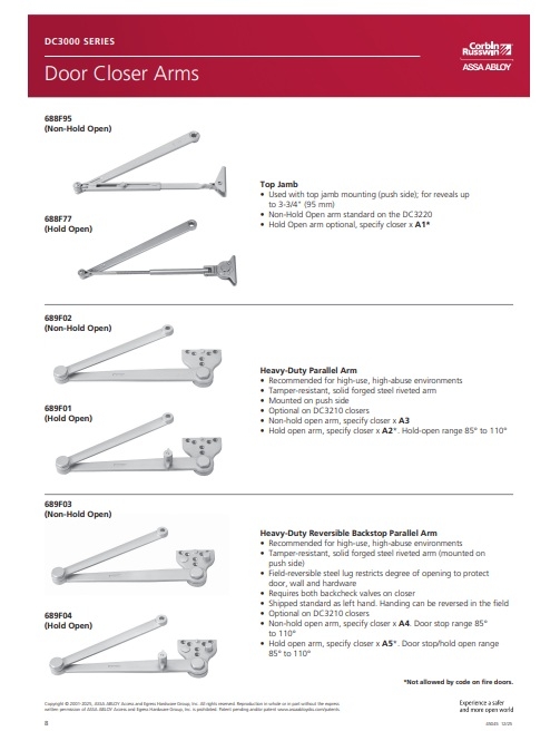Picture of Corbin Russwin 689F01-689 Heavy Duty Parallel Arm - Hold Open - Aluminum