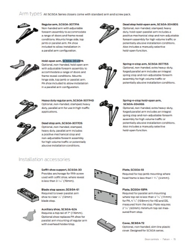 Picture of Falcon SC60A-3049/PA Hold Open Arm w/ PA Bracket