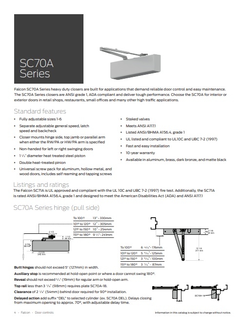 Picture of Falcon SC70A-3077DS Dead Stop Parallel Arm