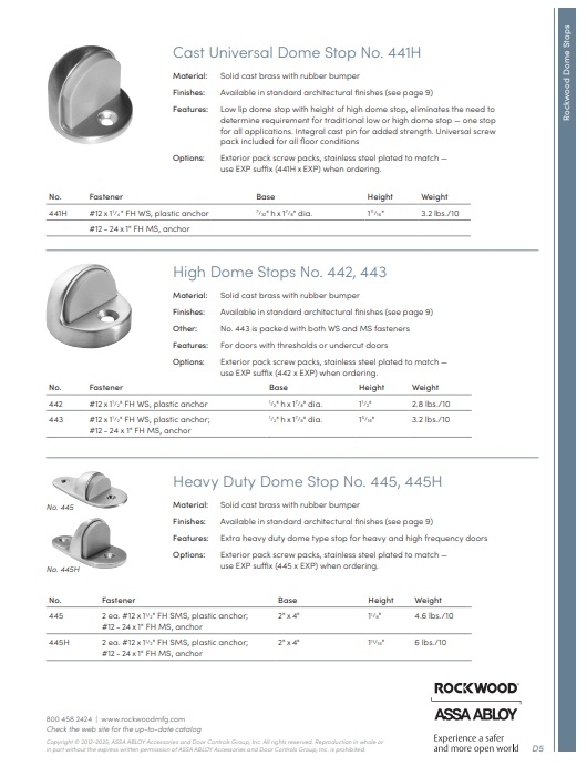 Picture of Rockwood 441H Cast Universal Dome Stop