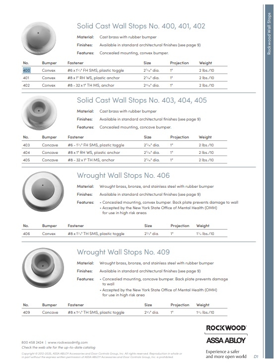 Picture of Rockwood 402-US26D Convex Solid Cast Wall Stop, TH MS/ Lead Anchor Fastener