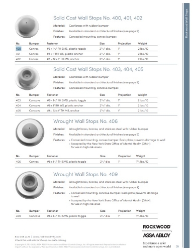 Picture of Rockwood 402-US26D Convex Solid Cast Wall Stop, TH MS/ Lead Anchor Fastener