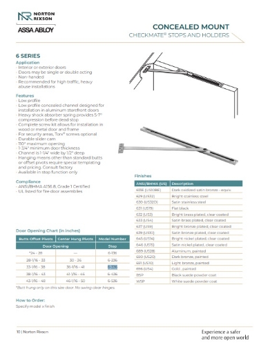 Picture of Norton Rixson Checkmate 6-336 Concealed Mount Overhead Stop